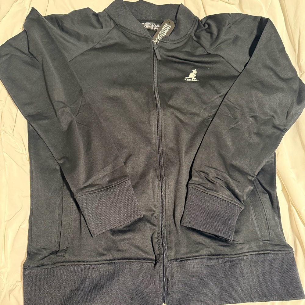 Kangol Black Full-Zip Track Jacket with Logo. Mens Large. D12